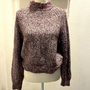Target 53% cotton knit mock neck sweater. Burgundy/off white color. Great style!